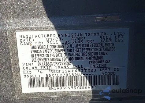 2024 Nissan Sentra Sv Xtronic Cvt from USA, damaged, VIN 3N1AB8CV9RY222692